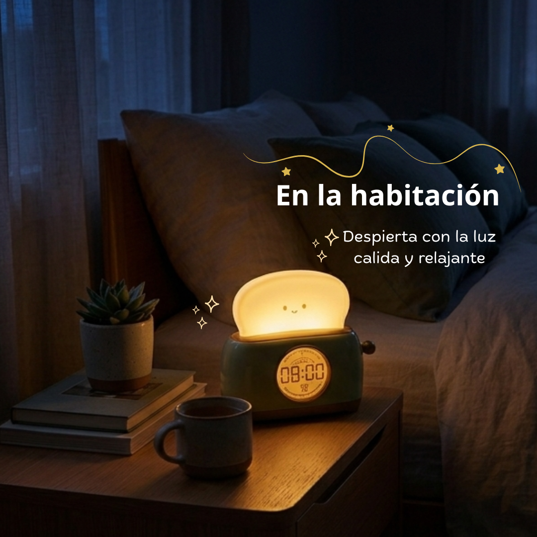 Reloj tostadora con luz cálida y relajante