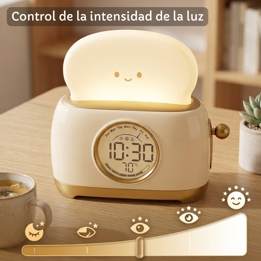 Reloj tostadora con luz cálida y relajante