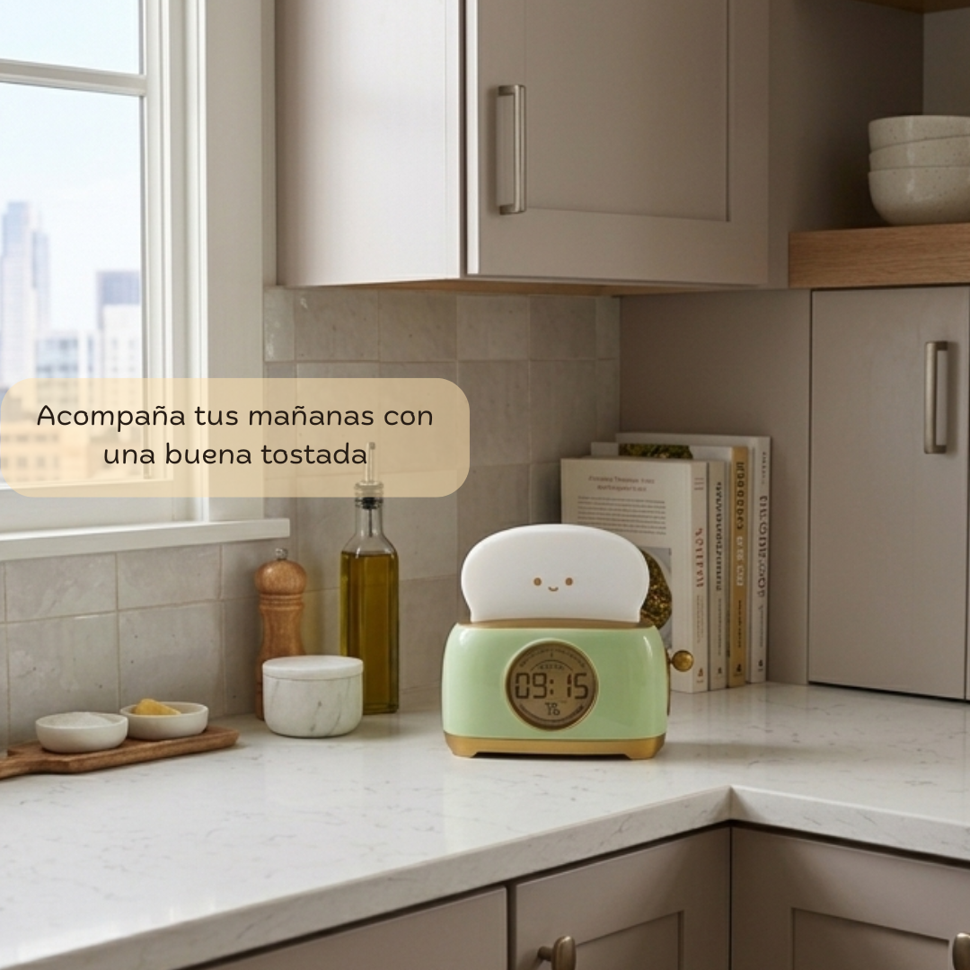 Reloj tostadora con luz cálida y relajante